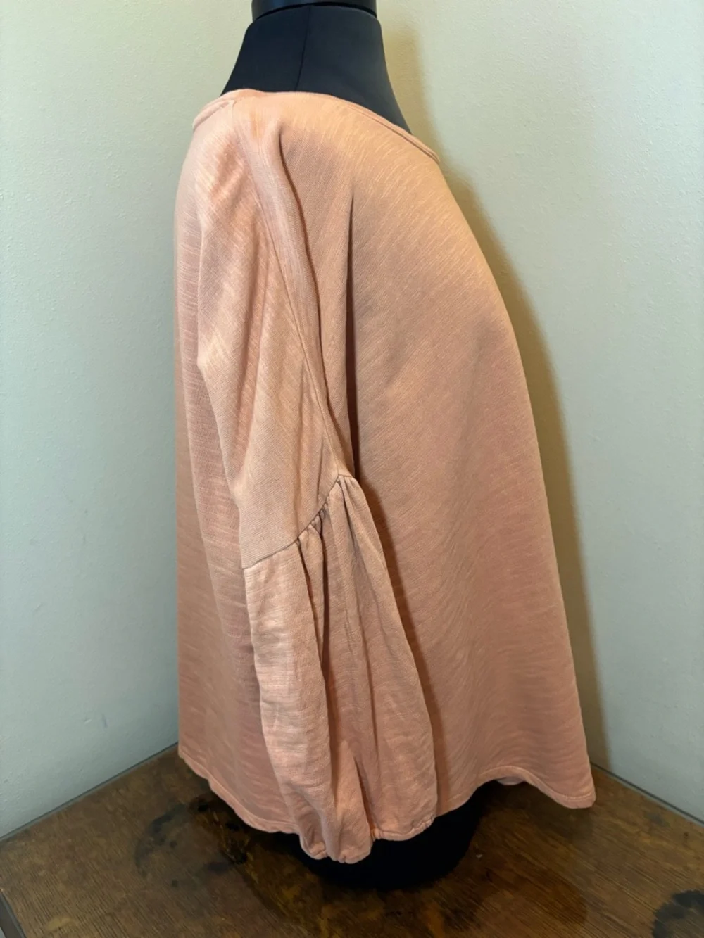 J. Jill Peach Relaxed Fit Long-Sleeve Pullover, peasant sleeves, XL, 100% cotton